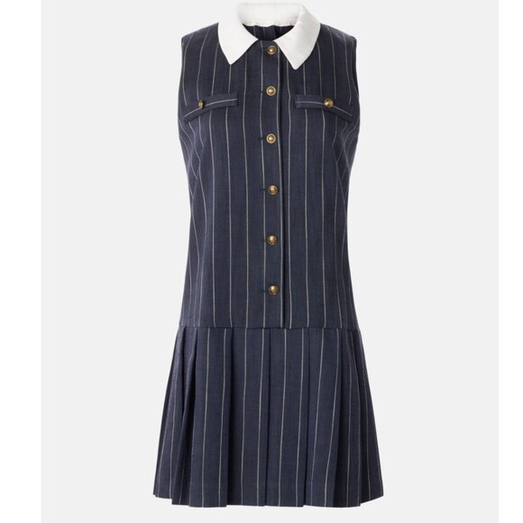 SANDRO Blue Dolla Mini Striped Dress Size 34 - Picture 2 of 9